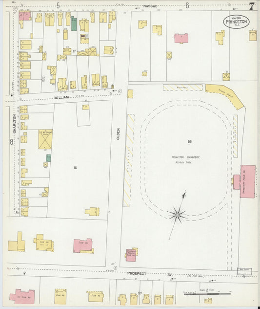 Sanborn Fire Insurance Map from Princeton, Mercer County, New Jersey (1902), Sheet #0007 - Historic Sanborn Fire Insurance Map Print, vintage old map wall art, antique decor, genealogy gift, New Jersey New Jersey map