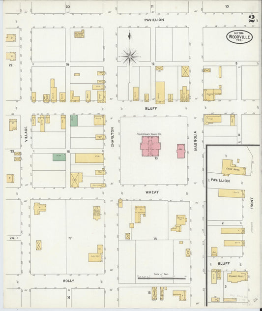 Sanborn Fire Insurance Map from Woodville, Tyler County, Texas (1904), Sheet #0002 - Historic Sanborn Fire Insurance Map Print, vintage old map wall art, antique decor, genealogy gift, Texas Texas map