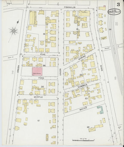 Sanborn Fire Insurance Map from Great Falls, Strafford County, New Hampshire (1893), Sheet #0003 - Complete Map Set gallery image, historic Sanborn map, vintage wall art, New Hampshire New Hampshire