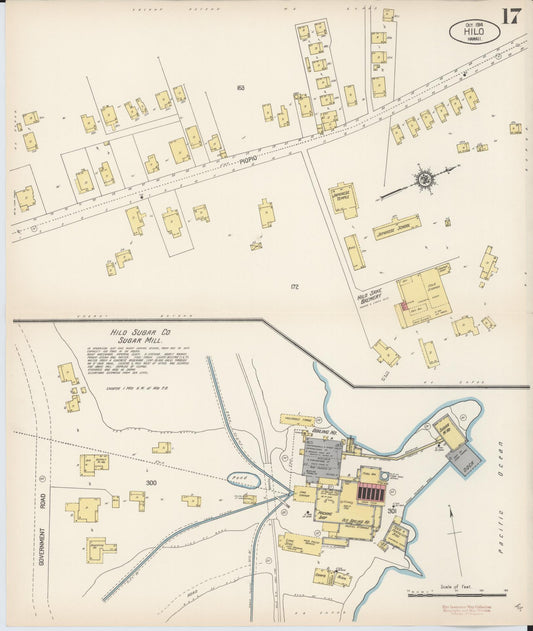 Sanborn Fire Insurance Map from Hilo, Hawaii County, Hawaii (1914), Sheet #0017 - Historic Sanborn Fire Insurance Map Print, vintage old map wall art