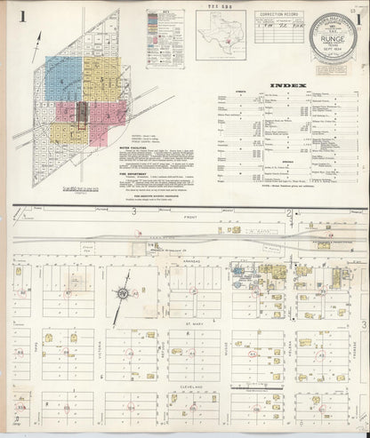 Sanborn Fire Insurance Map from Runge, Karnes County, Texas (1944), Sheet #0001 - Complete Map Set gallery image, historic Sanborn map, vintage wall art, Texas Texas