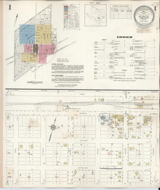 Sanborn Fire Insurance Map from Runge, Karnes County, Texas (1944), Sheet #0001 - Complete Map Set gallery image, historic Sanborn map, vintage wall art, Texas Texas
