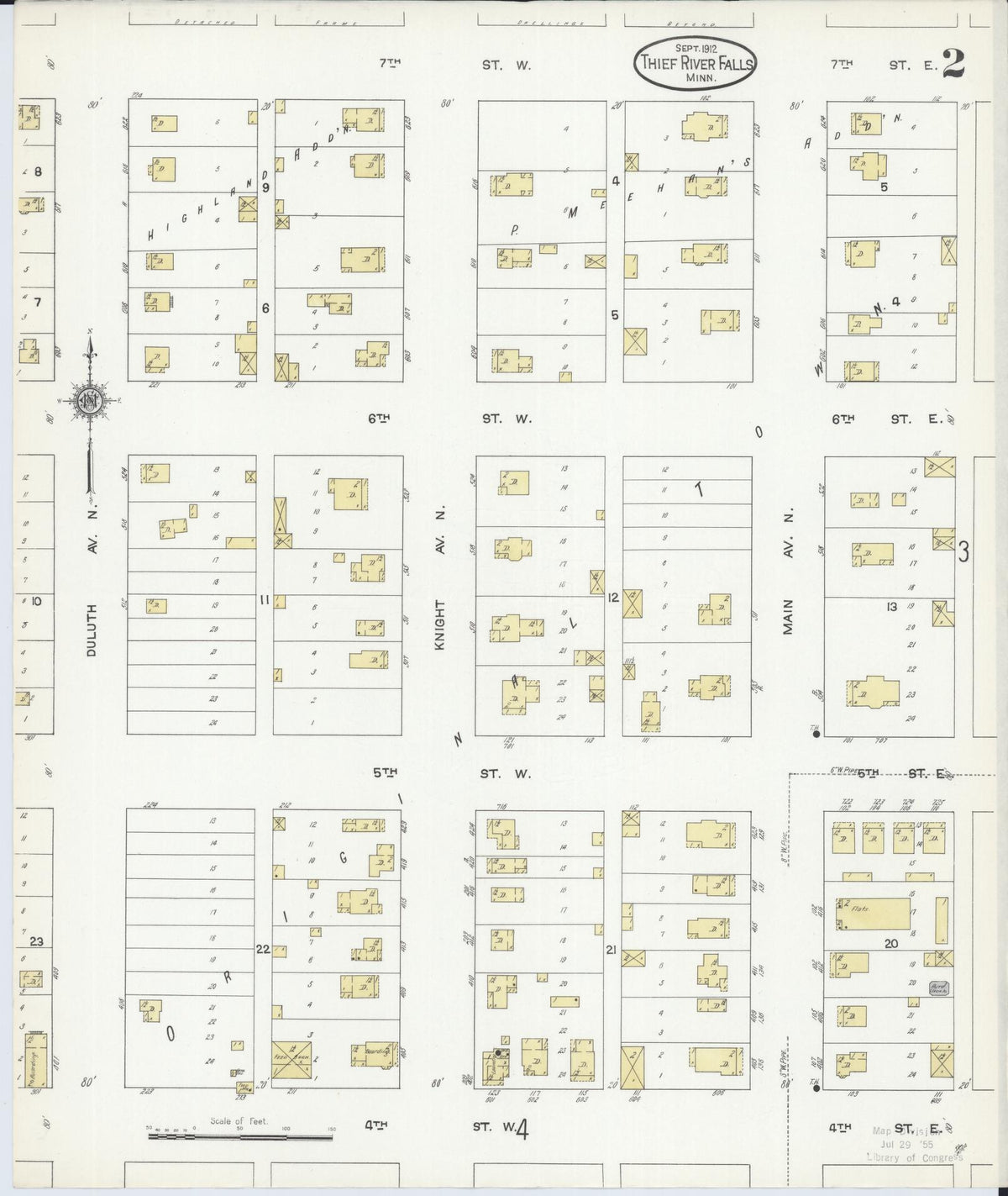Sanborn Fire Insurance Map from Thief River Falls, Pennington County, Minnesota (1912), Sheet #0002 - Historic Sanborn Fire Insurance Map Print, vintage old map wall art, antique decor, genealogy gift, Minnesota Minnesota map