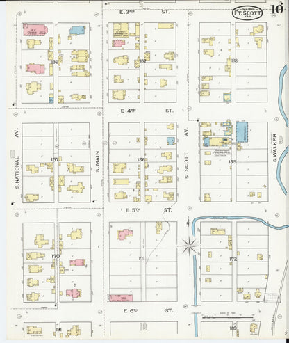 Sanborn Fire Insurance Map from Fort Scott, Bourbon County, Kansas (1893), Sheet #0010 - Complete Map Set gallery image, historic Sanborn map, vintage wall art, Kansas Kansas