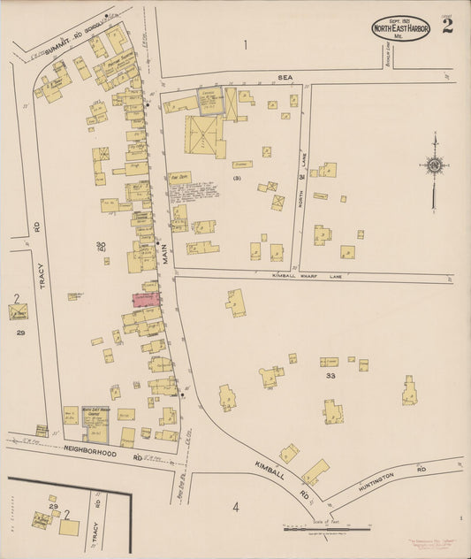 Sanborn Fire Insurance Map from North East Harbor, Hancock County, Maine (1921), Sheet #0002 - Historic Sanborn Fire Insurance Map Print, vintage old map wall art, antique decor, genealogy gift, Maine Maine map