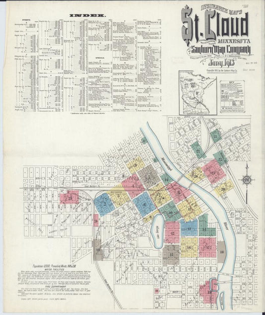 Sanborn Fire Insurance Map from Saint Cloud, Stearns, Benton, and Sherburne Counties, Minnesota. (1913) – Map View