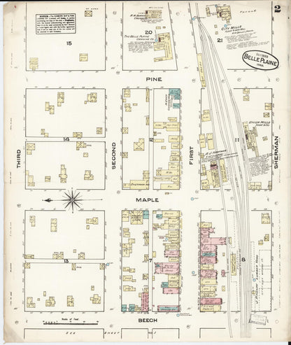 Sanborn Fire Insurance Map from Belle Plaine, Benton County, Iowa (1883), Sheet #0002 - Historic Sanborn Fire Insurance Map Print