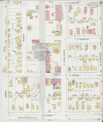 Sanborn Fire Insurance Map from Decatur, Macon County, Illinois (1887), Sheet #0006 - Historic Sanborn Fire Insurance Map Print, vintage old map wall art, antique decor, genealogy gift, Illinois Illinois map