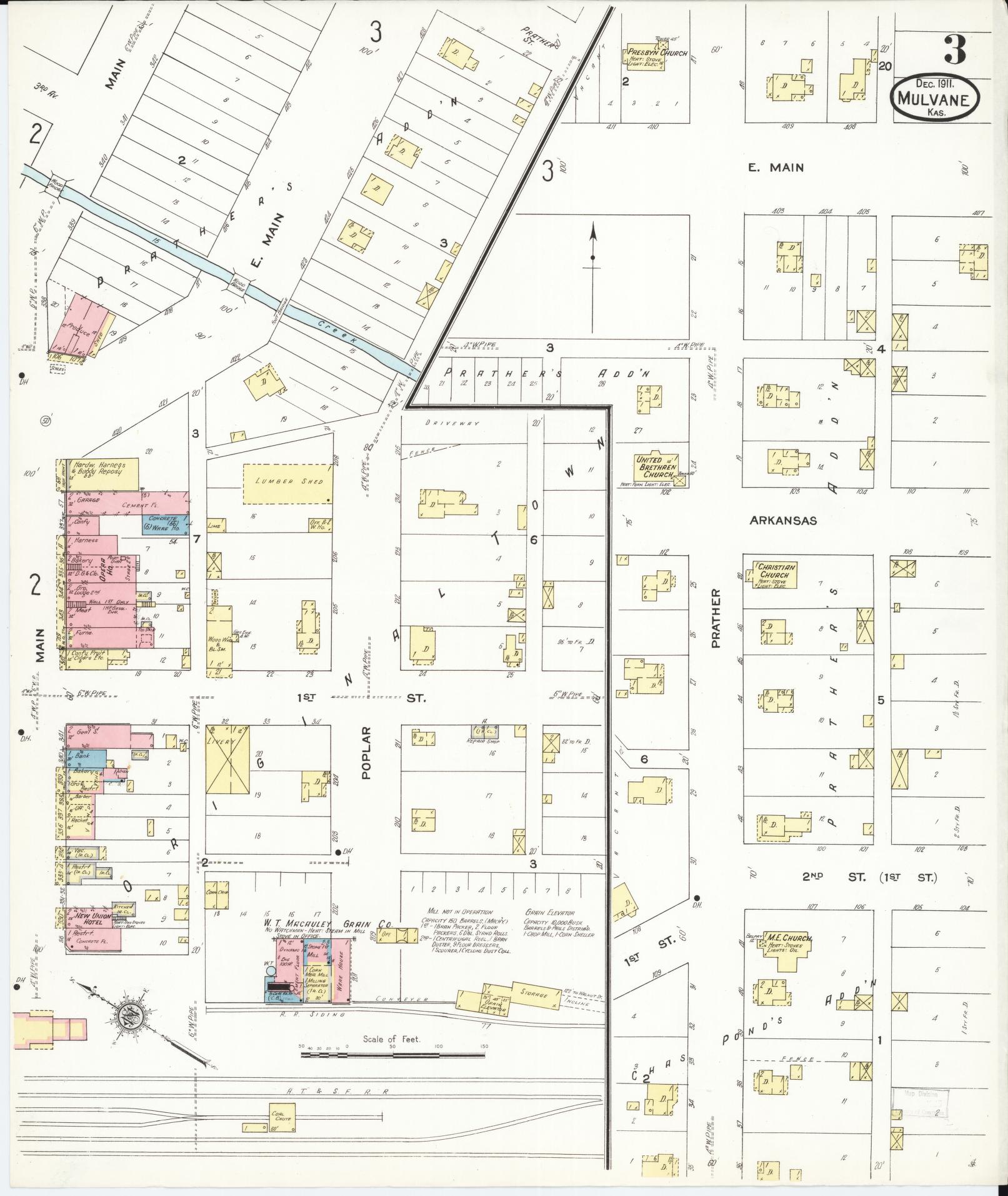 Sanborn Fire Insurance Map from Mulvane, Sumner and Sedgwick Counties, Kansas (1911), Sheet #0003 - Complete Map Set gallery image, historic Sanborn map, vintage wall art, Kansas Kansas