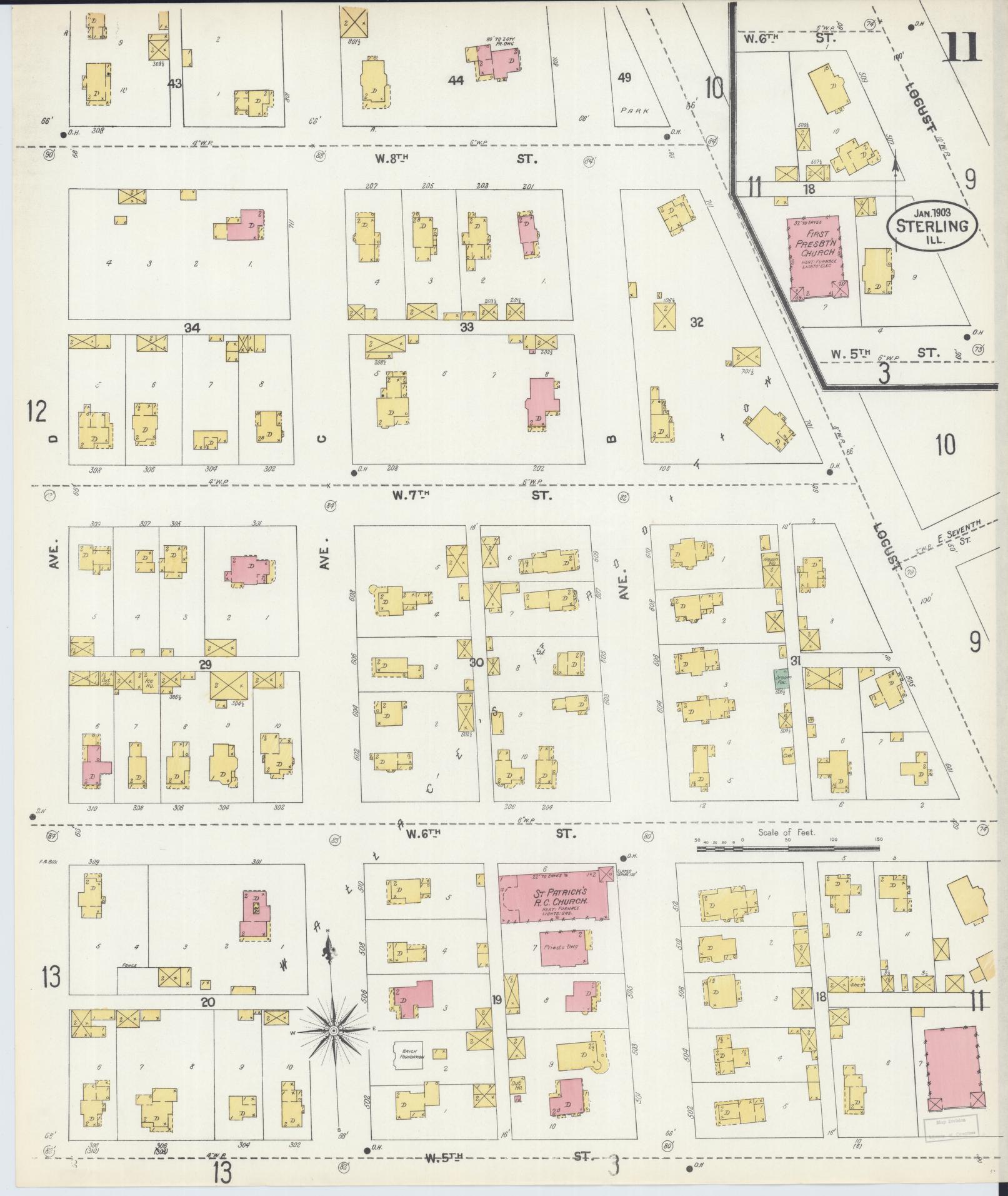 Sanborn Fire Insurance Map from Sterling, Whiteside County, Illinois (1903), Sheet #0011 - Complete Map Set gallery image, historic Sanborn map, vintage wall art, Illinois Illinois