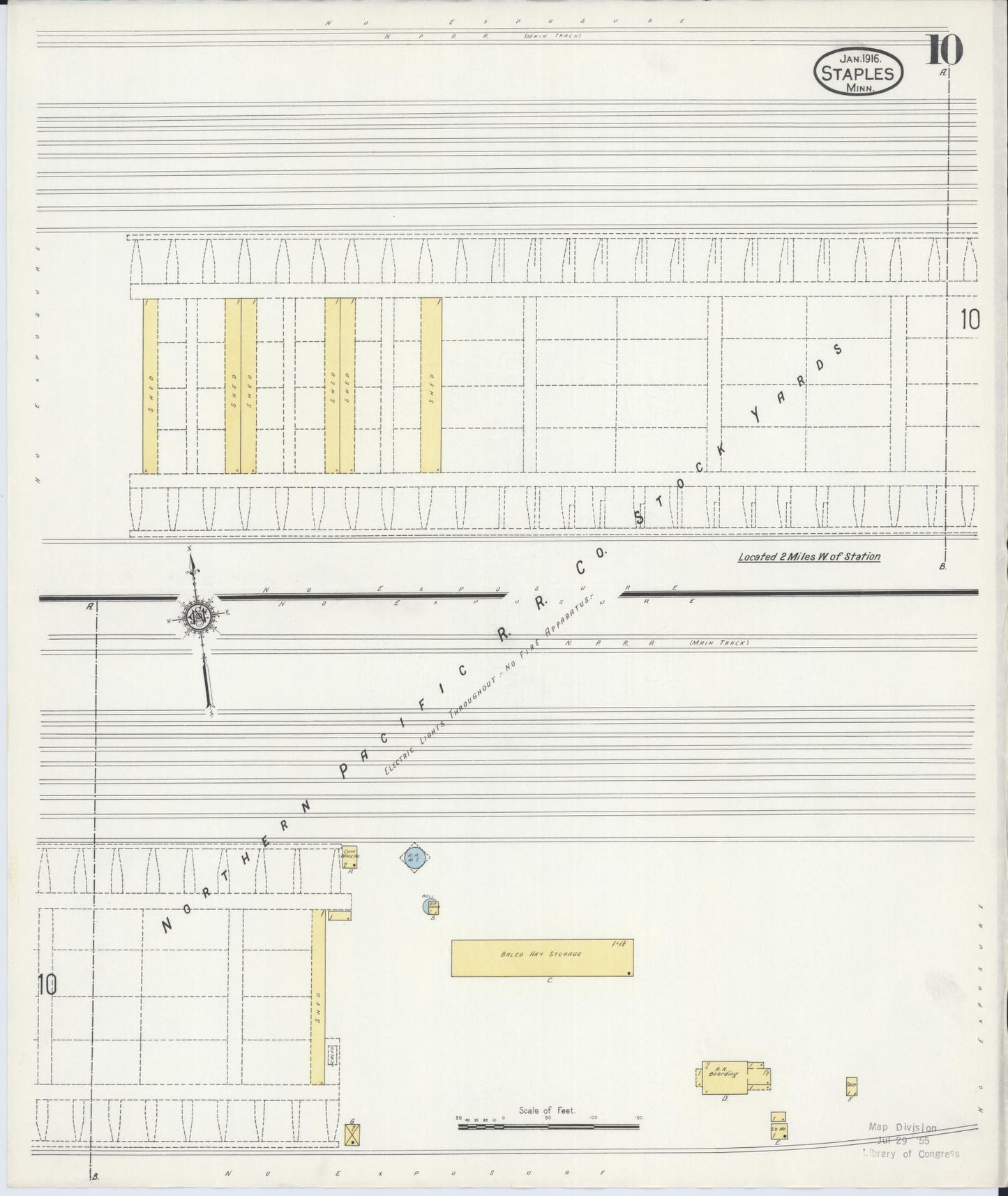 Sanborn Fire Insurance Map from Staples, Todd County, Minnesota (1916), Sheet #0010 - Complete Map Set gallery image, historic Sanborn map, vintage wall art, Minnesota Minnesota