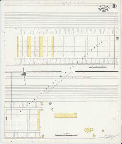 Sanborn Fire Insurance Map from Staples, Todd County, Minnesota (1916), Sheet #0010 - Complete Map Set gallery image, historic Sanborn map, vintage wall art, Minnesota Minnesota