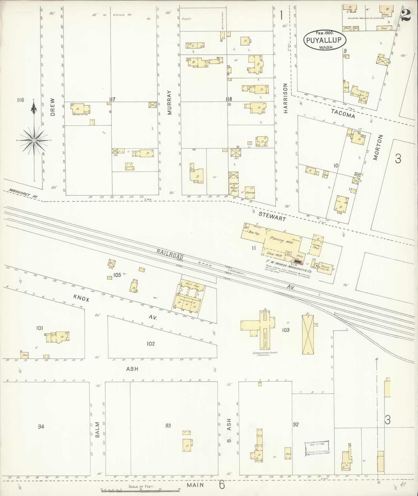 Sanborn Fire Insurance Map from Puyallup, Pierce County, Washington (1900), Sheet #0002 - Complete Map Set gallery image, historic Sanborn map, vintage wall art, Washington Washington