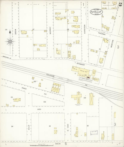 Sanborn Fire Insurance Map from Puyallup, Pierce County, Washington (1900), Sheet #0002 - Complete Map Set gallery image, historic Sanborn map, vintage wall art, Washington Washington