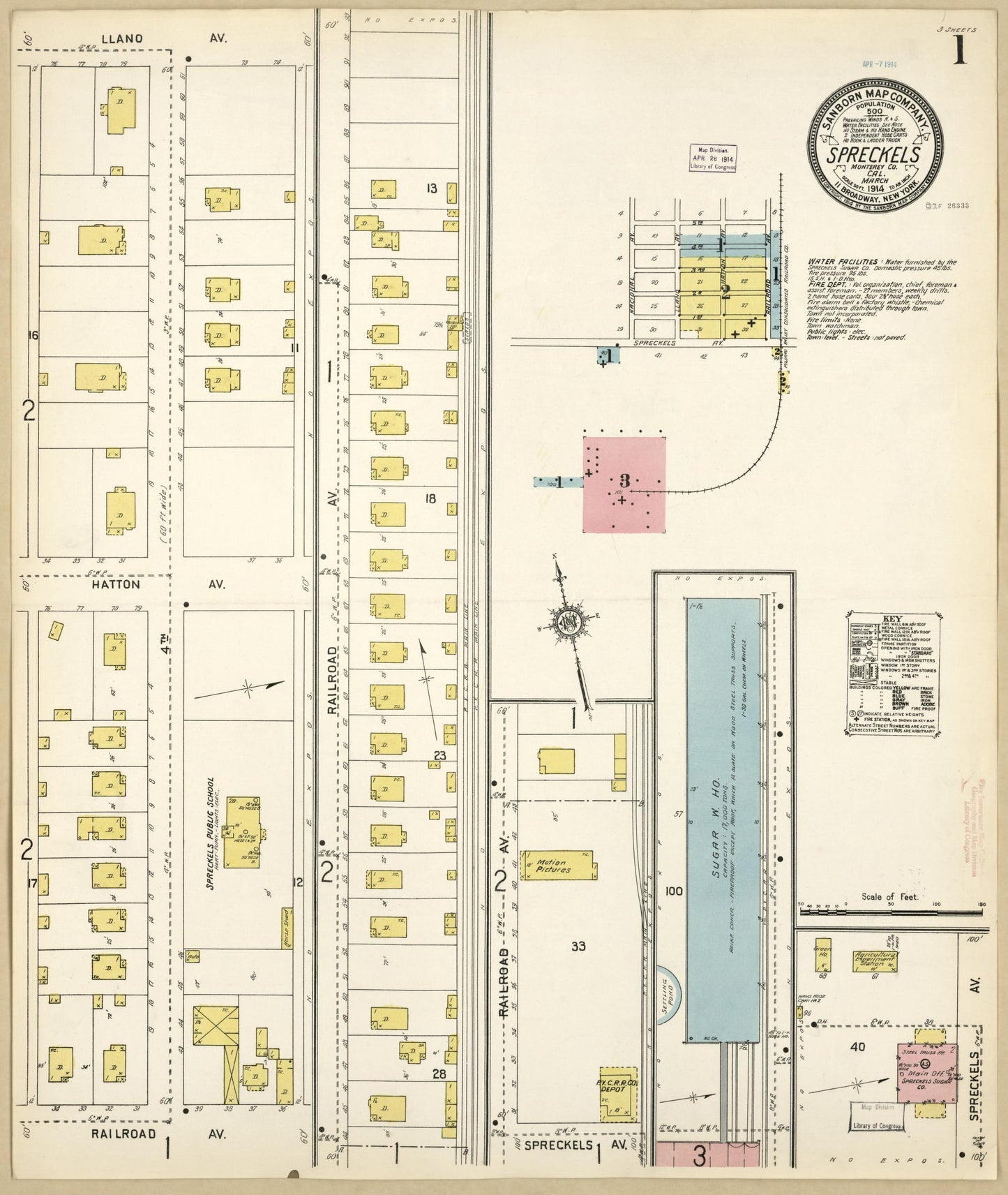 Sanborn Fire Insurance Map from Spreckels, Monterey County, California. (1914) – Historic Sanborn Fire Insurance Map Print