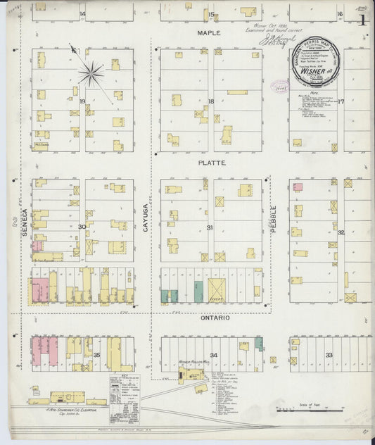 Sanborn Fire Insurance Map from Wisner, Cuming County, Nebraska (1893), Sheet #0001 - Complete Map Set gallery image, historic Sanborn map, vintage wall art, Nebraska Nebraska