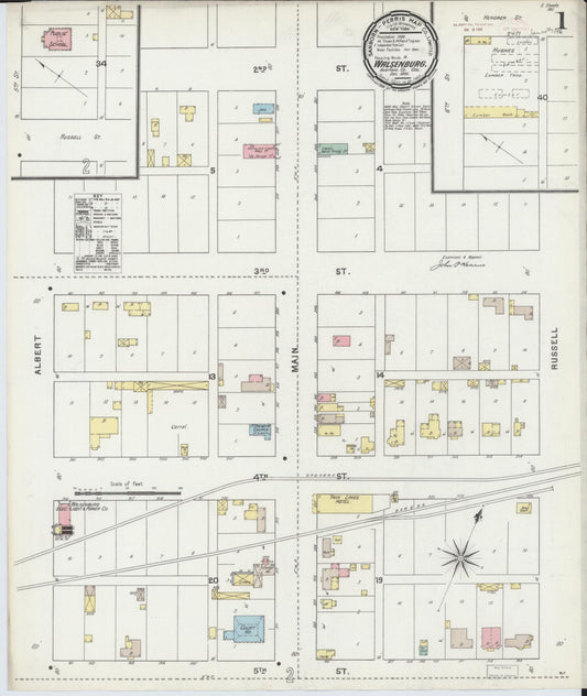 Sanborn Fire Insurance Map from Walsenburg, Huerfano County, Colorado (1895), Sheet #0001 - Historic Sanborn Fire Insurance Map Print, vintage old map wall art, antique decor, genealogy gift, Colorado Colorado map