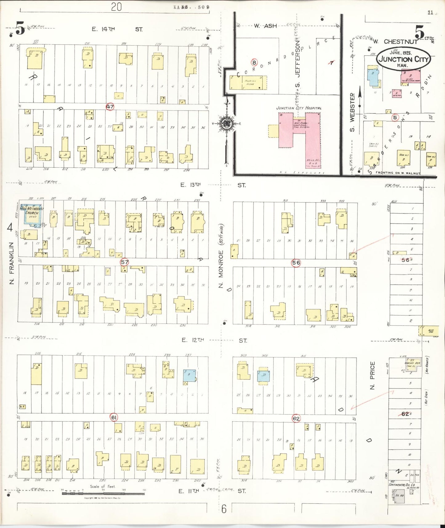 Sanborn Fire Insurance Map from Junction City, Geary County, Kansas (1947), Sheet #0005 - Complete Map Set gallery image, historic Sanborn map, vintage wall art, Kansas Kansas