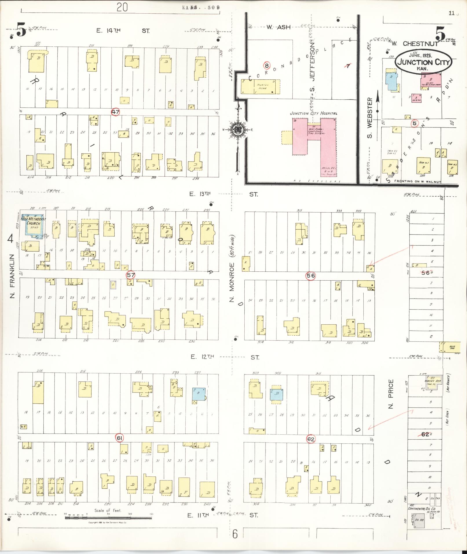 Sanborn Fire Insurance Map from Junction City, Geary County, Kansas (1947), Sheet #0005 - Complete Map Set gallery image, historic Sanborn map, vintage wall art, Kansas Kansas