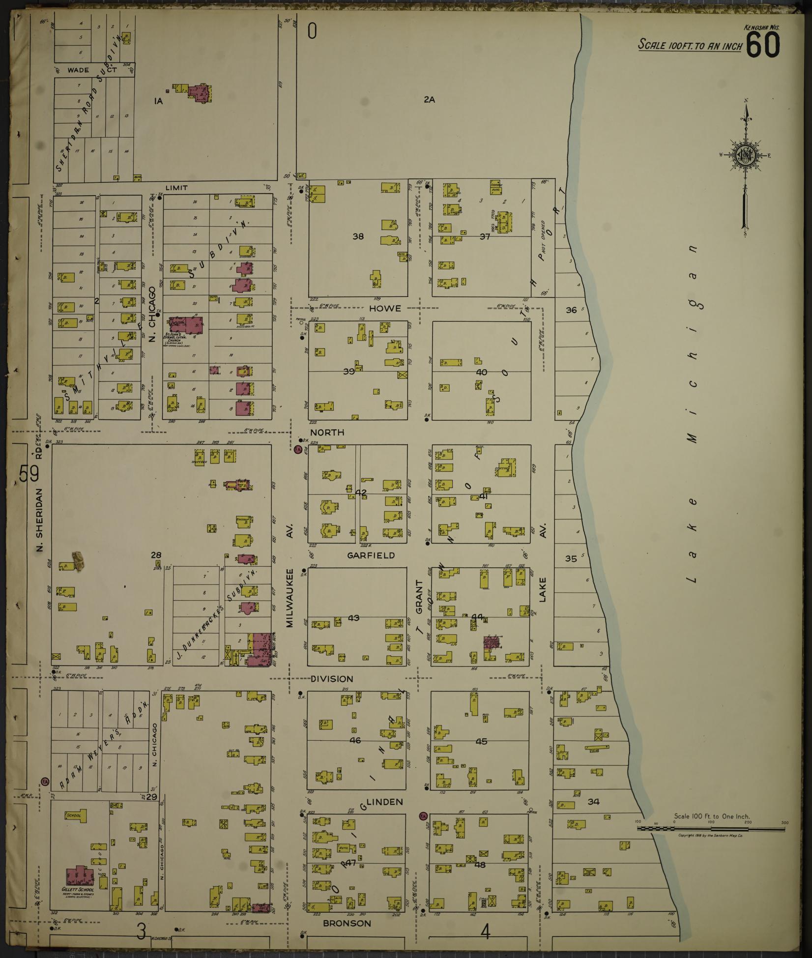 Sanborn Fire Insurance Map from Kenosha, Kenosha County, Wisconsin. (1918), Sheet 64