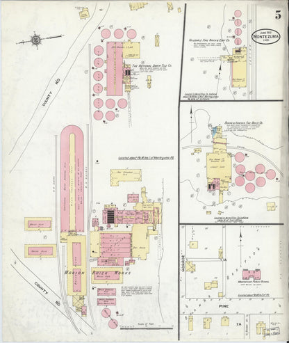 Sanborn Fire Insurance Map from Montezuma, Parke County, Indiana (1910), Sheet #0005 - Historic Sanborn Fire Insurance Map Print, vintage old map wall art, antique decor, genealogy gift, Indiana Indiana map
