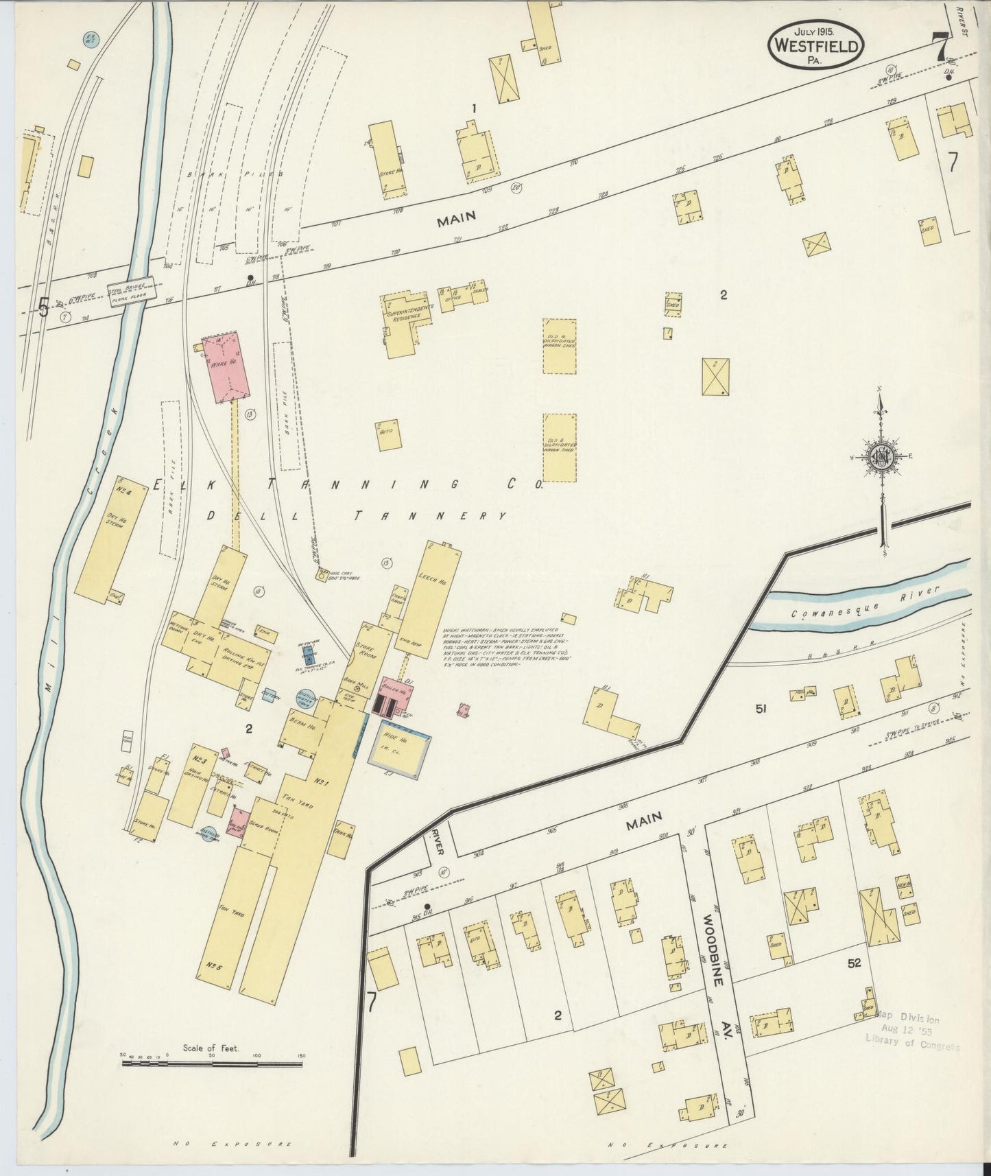 Sanborn Fire Insurance Map from Westfield, Tioga County, Pennsylvania (1915), Sheet #0007 - Complete Map Set gallery image, historic Sanborn map, vintage wall art, Pennsylvania Pennsylvania