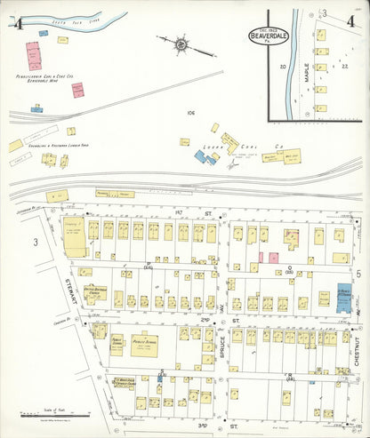 Sanborn Fire Insurance Map from Beaverdale, Cambria County, Pennsylvania (1923), Sheet #0004 - Complete Map Set gallery image, historic Sanborn map, vintage wall art, Pennsylvania Pennsylvania