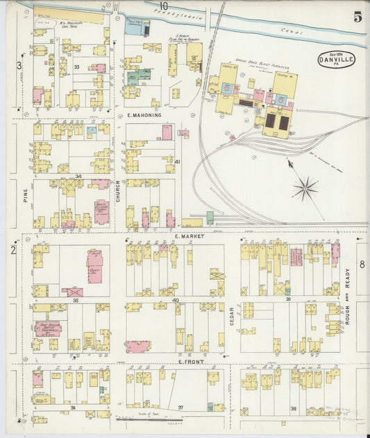 Sanborn Fire Insurance Map from Danville, Montour County, Pennsylvania (1896), Sheet #0005 - Historic Sanborn Fire Insurance Map Print, vintage old map wall art, antique decor, genealogy gift, Pennsylvania Pennsylvania map