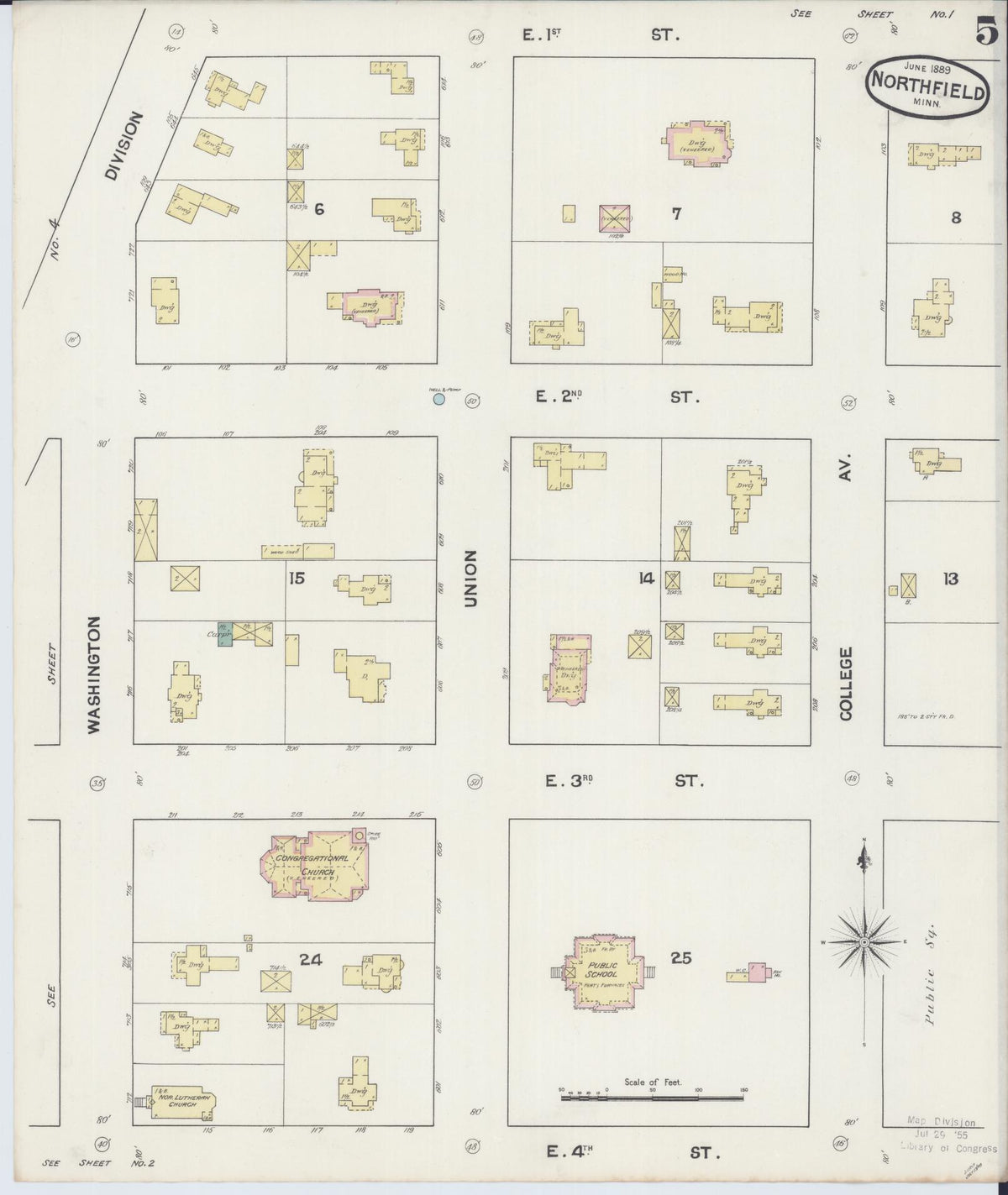 Sanborn Fire Insurance Map from Northfield, Rice County, Minnesota (1889), Sheet #0005 - Complete Map Set gallery image, historic Sanborn map, vintage wall art, Minnesota Minnesota