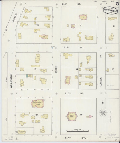 Sanborn Fire Insurance Map from Northfield, Rice County, Minnesota (1889), Sheet #0005 - Complete Map Set gallery image, historic Sanborn map, vintage wall art, Minnesota Minnesota