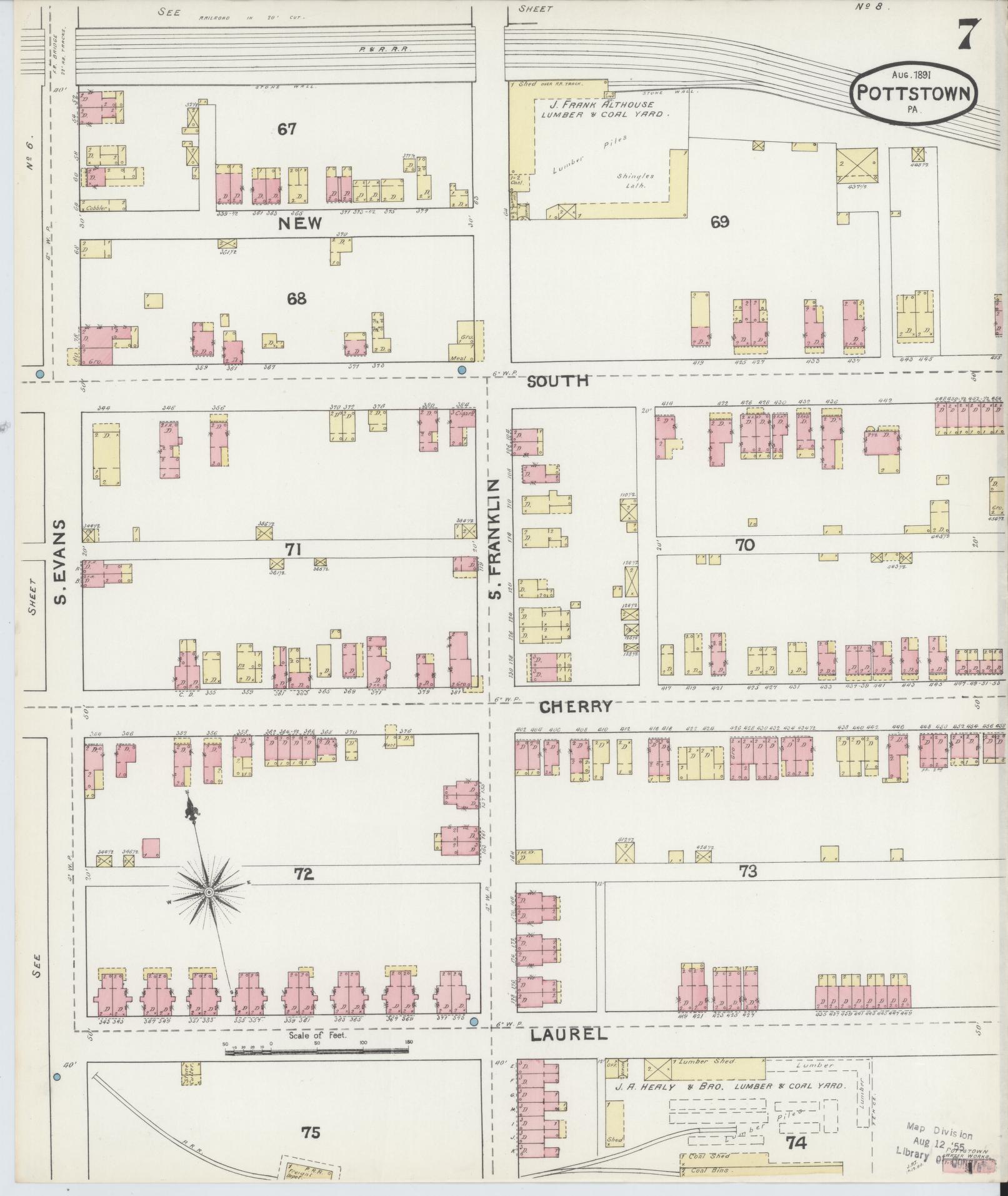 Sanborn Fire Insurance Map from Pottstown, Montgomery County, Pennsylvania (1891), Sheet #0007 - Complete Map Set gallery image, historic Sanborn map, vintage wall art, Pennsylvania Pennsylvania
