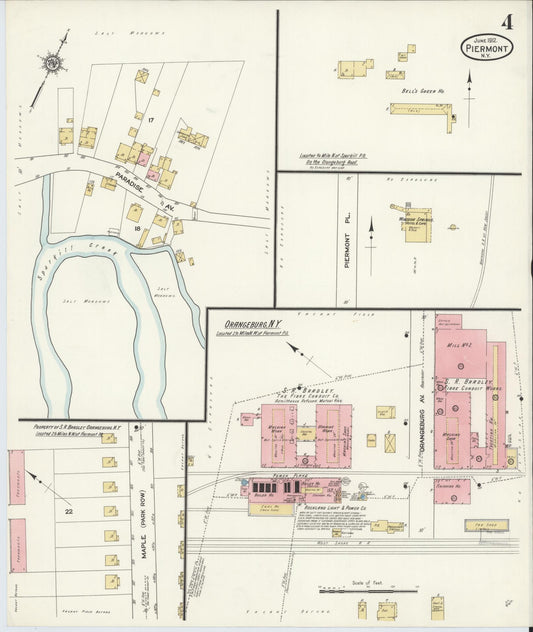 Sanborn Fire Insurance Map from Piermont, Rockland County, New York (1912), Sheet #0004 - Historic Sanborn Fire Insurance Map Print, vintage old map wall art, antique decor, genealogy gift, New York New York map