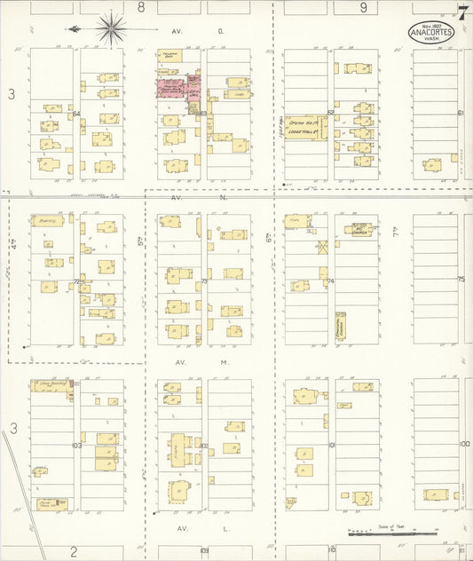 Sanborn Fire Insurance Map from Anacortes, Skagit County, Washington (1907), Sheet #0007 - Historic Sanborn Fire Insurance Map Print, vintage old map wall art, antique decor, genealogy gift, Washington Washington map
