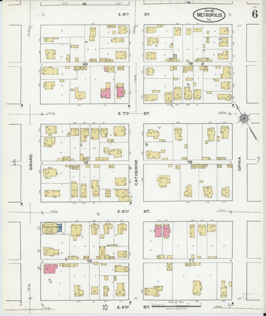 Sanborn Fire Insurance Map from Metropolis, Massac County, Illinois (1921), Sheet #0006 - Historic Sanborn Fire Insurance Map Print, vintage old map wall art, antique decor, genealogy gift, Illinois Illinois map