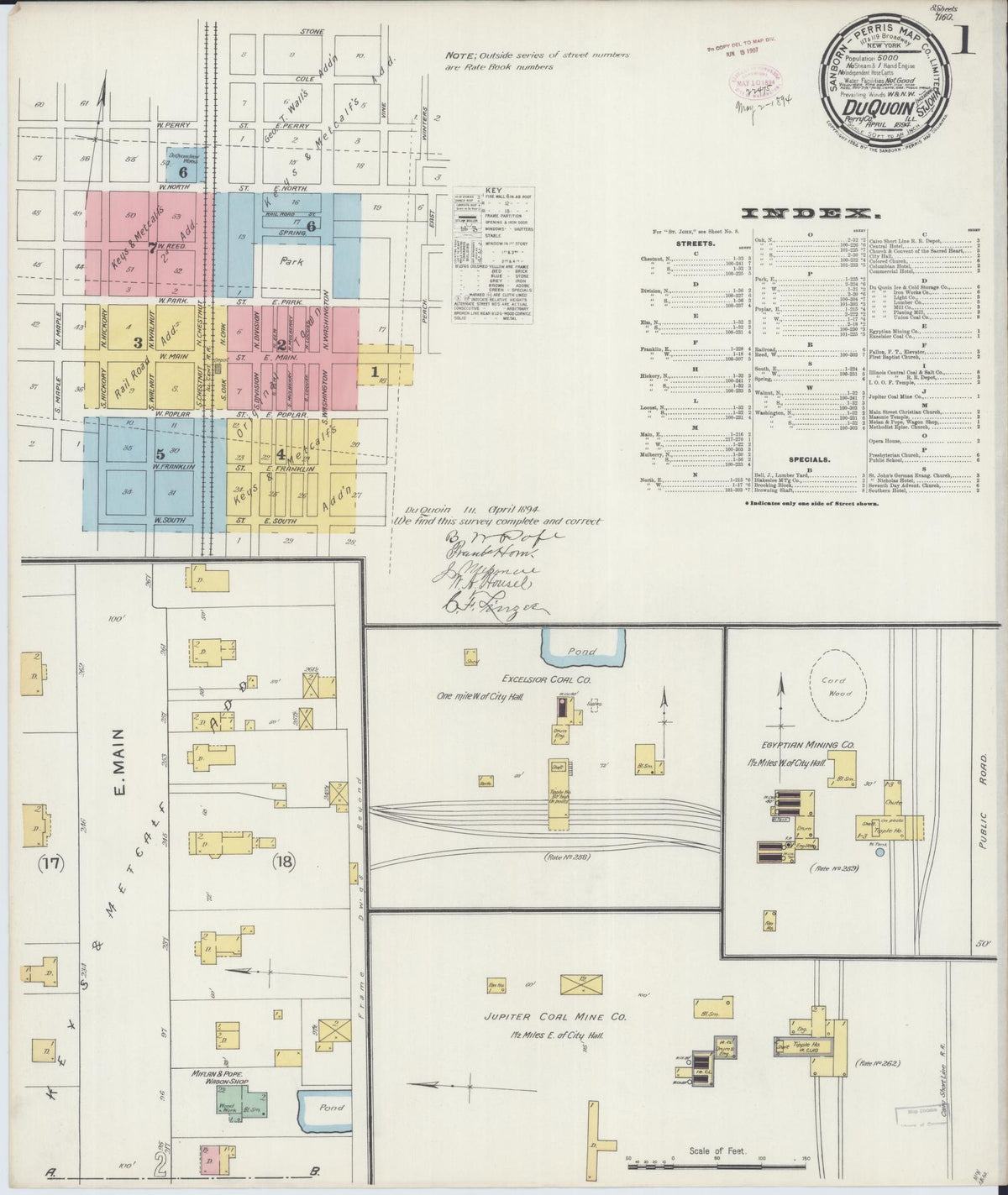Sanborn Fire Insurance Map from Du Quoin, Perry County, Illinois (1894), Sheet #0001 - Complete Map Set gallery image, historic Sanborn map, vintage wall art, Illinois Illinois