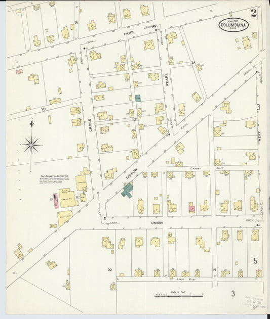 Sanborn Fire Insurance Map from Columbiana, Columbiana County, Ohio (1909), Sheet #0002 - Historic Sanborn Fire Insurance Map Print, vintage old map wall art, antique decor, genealogy gift, Ohio Ohio map