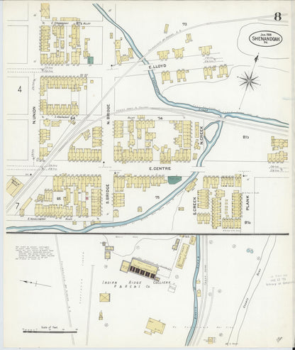 Sanborn Fire Insurance Map from Shenandoah, Schuylkill County, Pennsylvania (1908), Sheet #0008 - Historic Sanborn Fire Insurance Map Print, vintage old map wall art, antique decor, genealogy gift, Pennsylvania Pennsylvania map