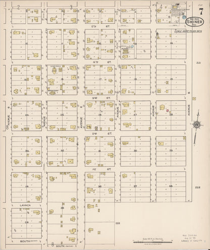 Sanborn Fire Insurance Map from Shiner, Lavaca County, Texas (1922), Sheet #0007 - Historic Sanborn Fire Insurance Map Print, vintage old map wall art, antique decor, genealogy gift, Texas Texas map