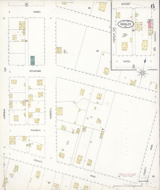 Sanborn Fire Insurance Map from Gridley, Butte County, California (1902), Sheet #0006 - Historic Sanborn Fire Insurance Map Print, vintage old map wall art, antique decor, genealogy gift, California California map