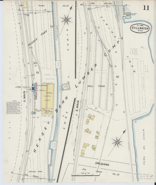 Sanborn Fire Insurance Map from Stillwater, Washington County, Minnesota (1888), Sheet #0011 - Historic Sanborn Fire Insurance Map Print, vintage old map wall art, antique decor, genealogy gift, Minnesota Minnesota map