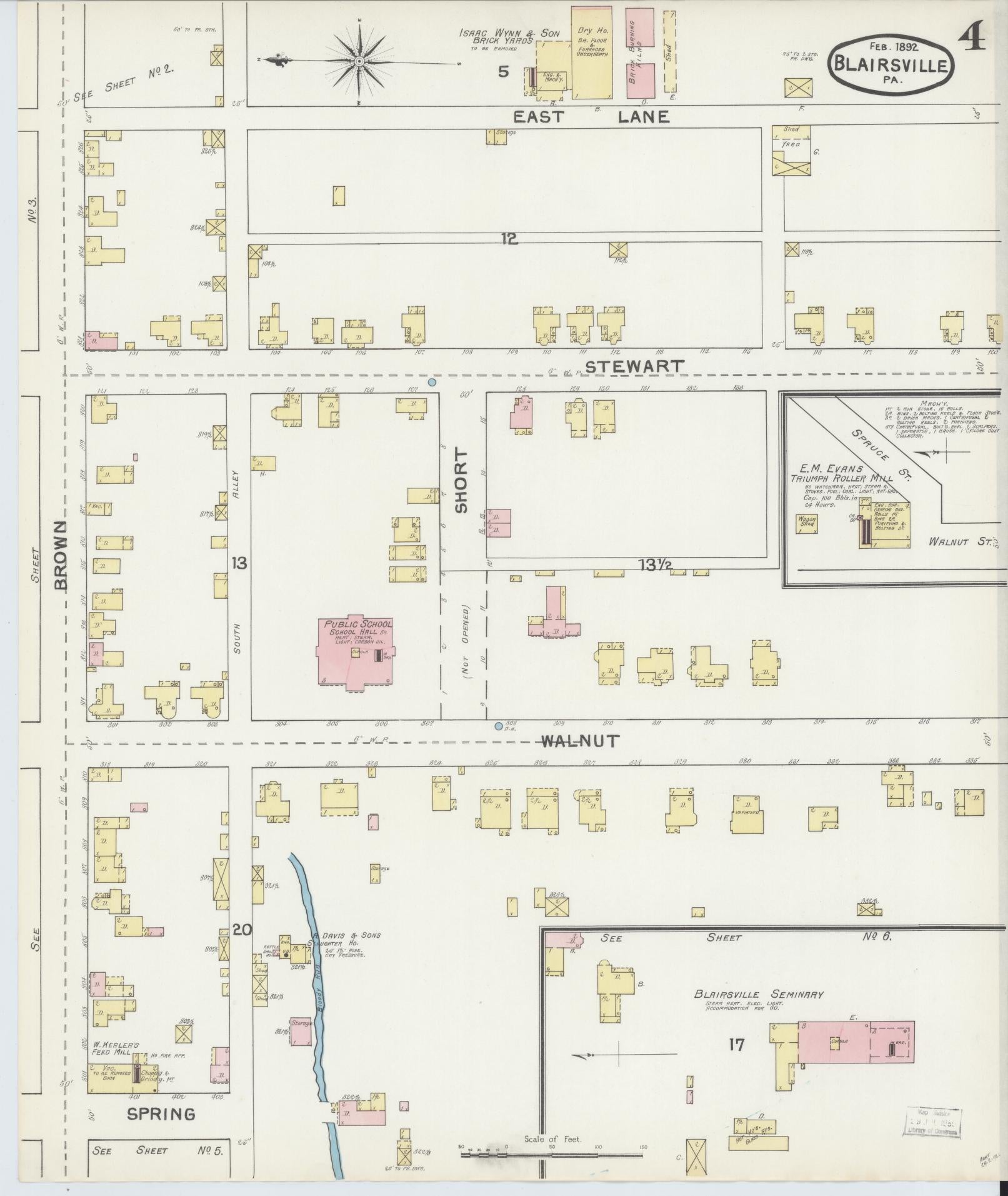 Sanborn Fire Insurance Map from Blairsville, Indiana County, Pennsylvania (1892), Sheet #0004 - Complete Map Set gallery image, historic Sanborn map, vintage wall art, Blairsville Indiana