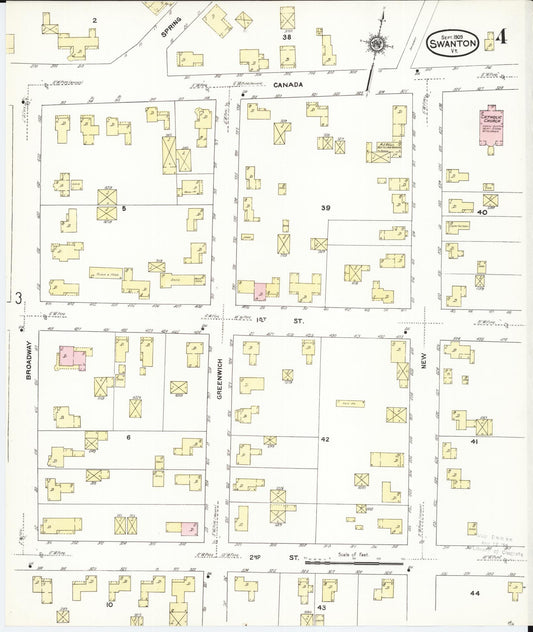 Sanborn Fire Insurance Map from Swanton, Franklin County, Vermont (1909), Sheet #0004 - Historic Sanborn Fire Insurance Map Print, vintage old map wall art, antique decor, genealogy gift, Vermont Vermont map