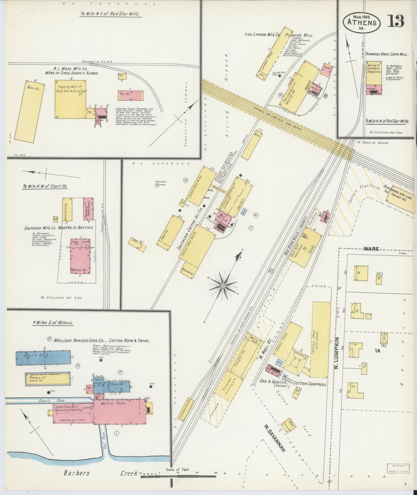 Sanborn Fire Insurance Map from Athens, Clarke County, Georgia (1903), Sheet #0013 - Complete Map Set gallery image, historic Sanborn map, vintage wall art, Georgia Georgia