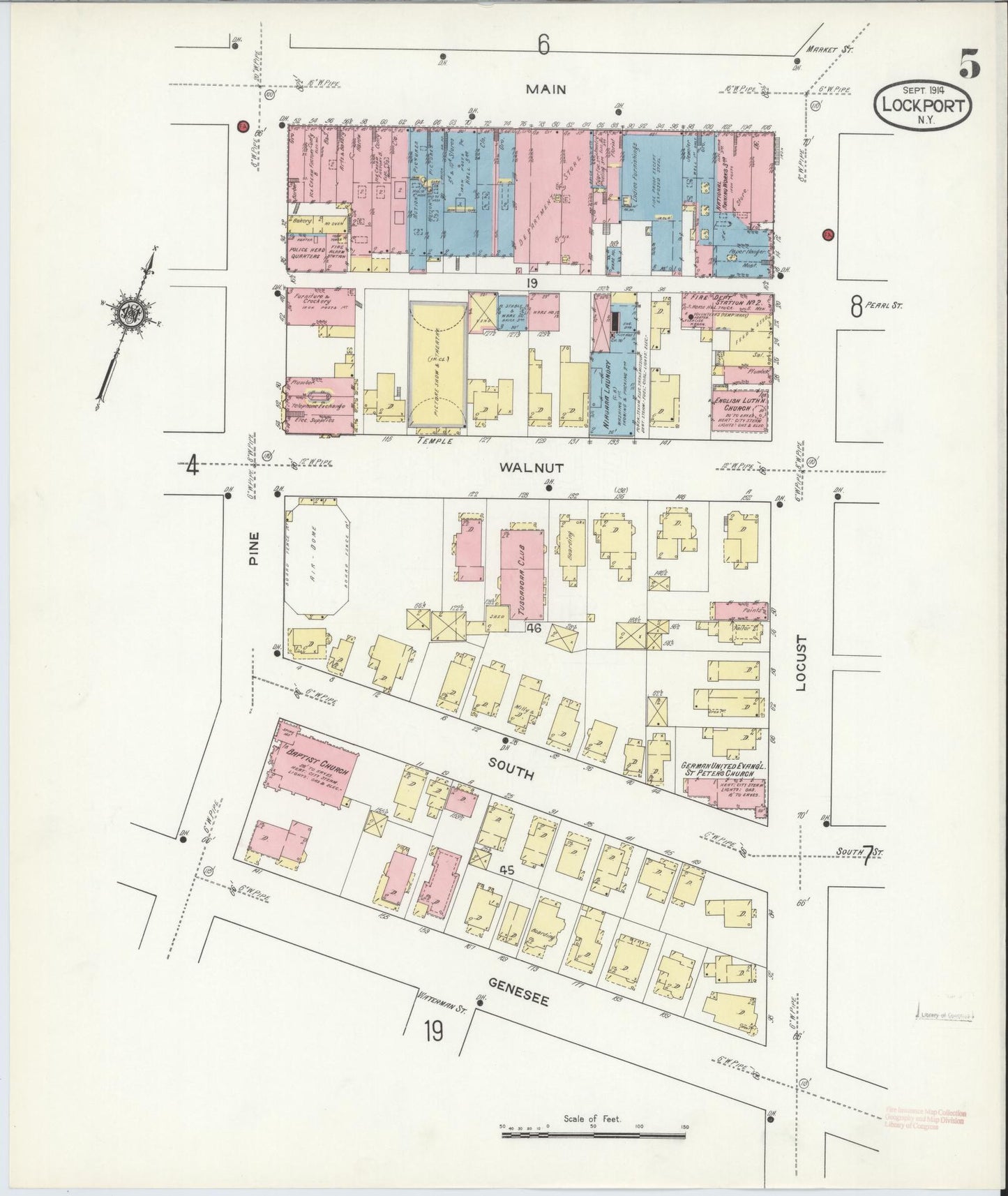 Sanborn Fire Insurance Map from Lockport, Niagara County, New York (1914), Sheet #0005 - Complete Map Set gallery image, historic Sanborn map, vintage wall art, New York New York