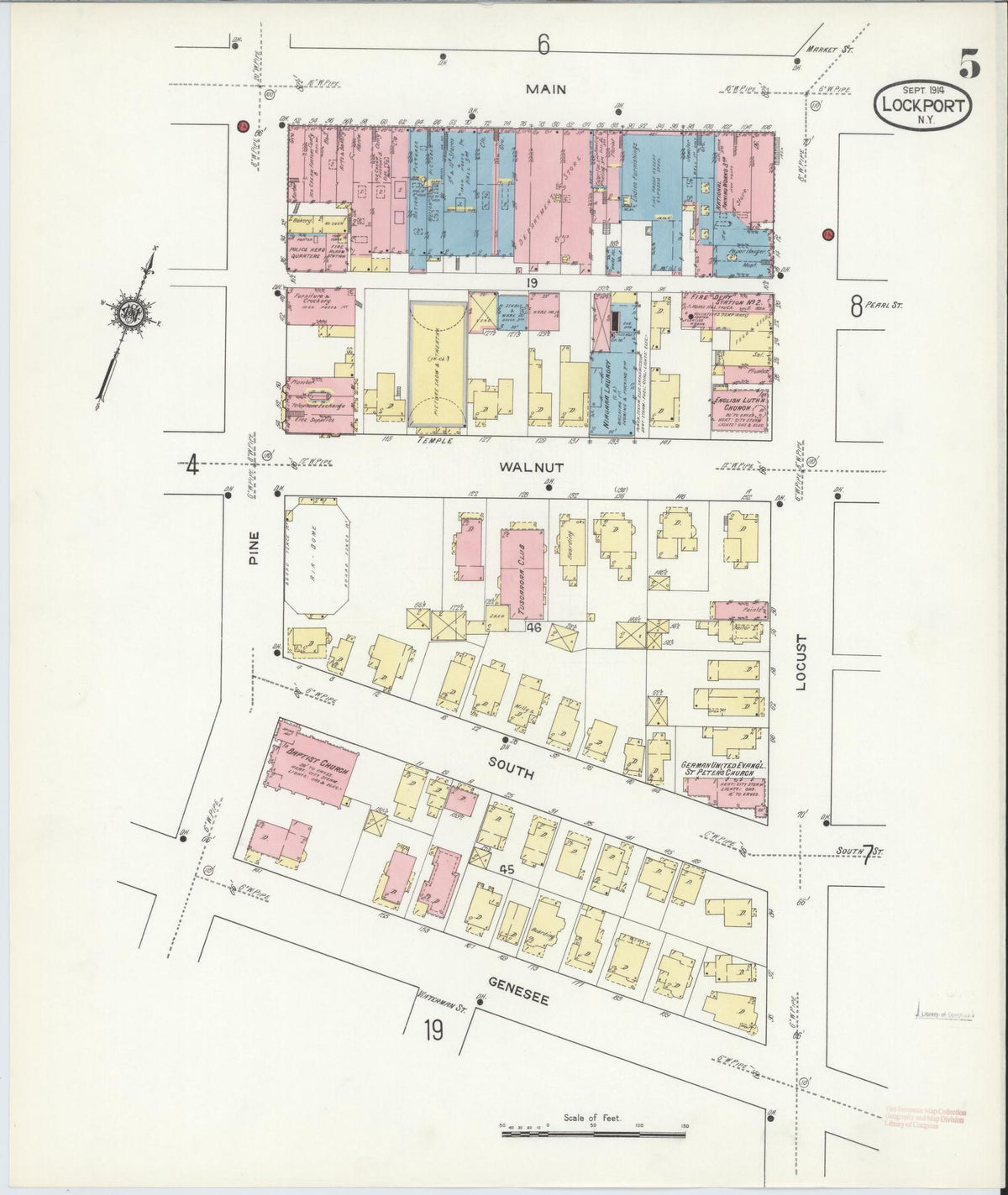 Sanborn Fire Insurance Map from Lockport, Niagara County, New York (1914), Sheet #0005 - Complete Map Set gallery image, historic Sanborn map, vintage wall art, New York New York