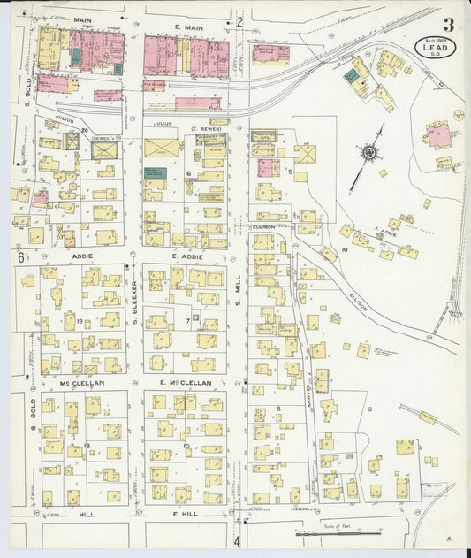 Sanborn Fire Insurance Map from Lead, Lawrence County, South Dakota (1909), Sheet #0003 - Historic Sanborn Fire Insurance Map Print, vintage old map wall art, antique decor, genealogy gift, South Dakota South Dakota map