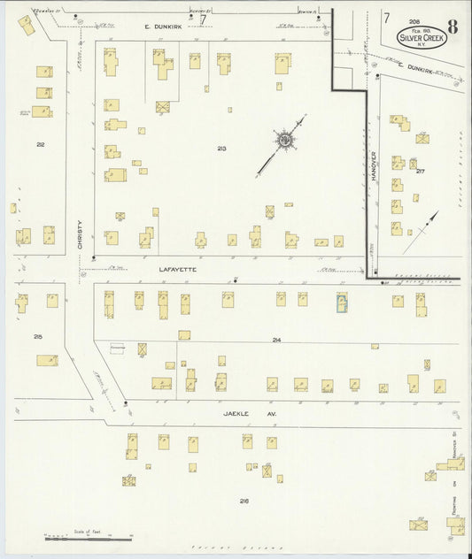 Sanborn Fire Insurance Map from Silver Creek, Chautauqua County, New York (1913), Sheet #0008 - Historic Sanborn Fire Insurance Map Print, vintage old map wall art, antique decor, genealogy gift, New York New York map