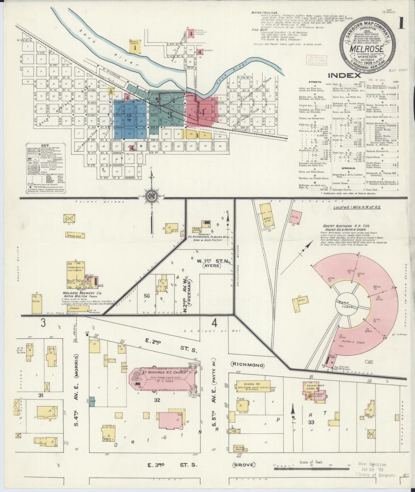 Sanborn Fire Insurance Map from Melrose, Stearns County, Minnesota. (1909) – Map View