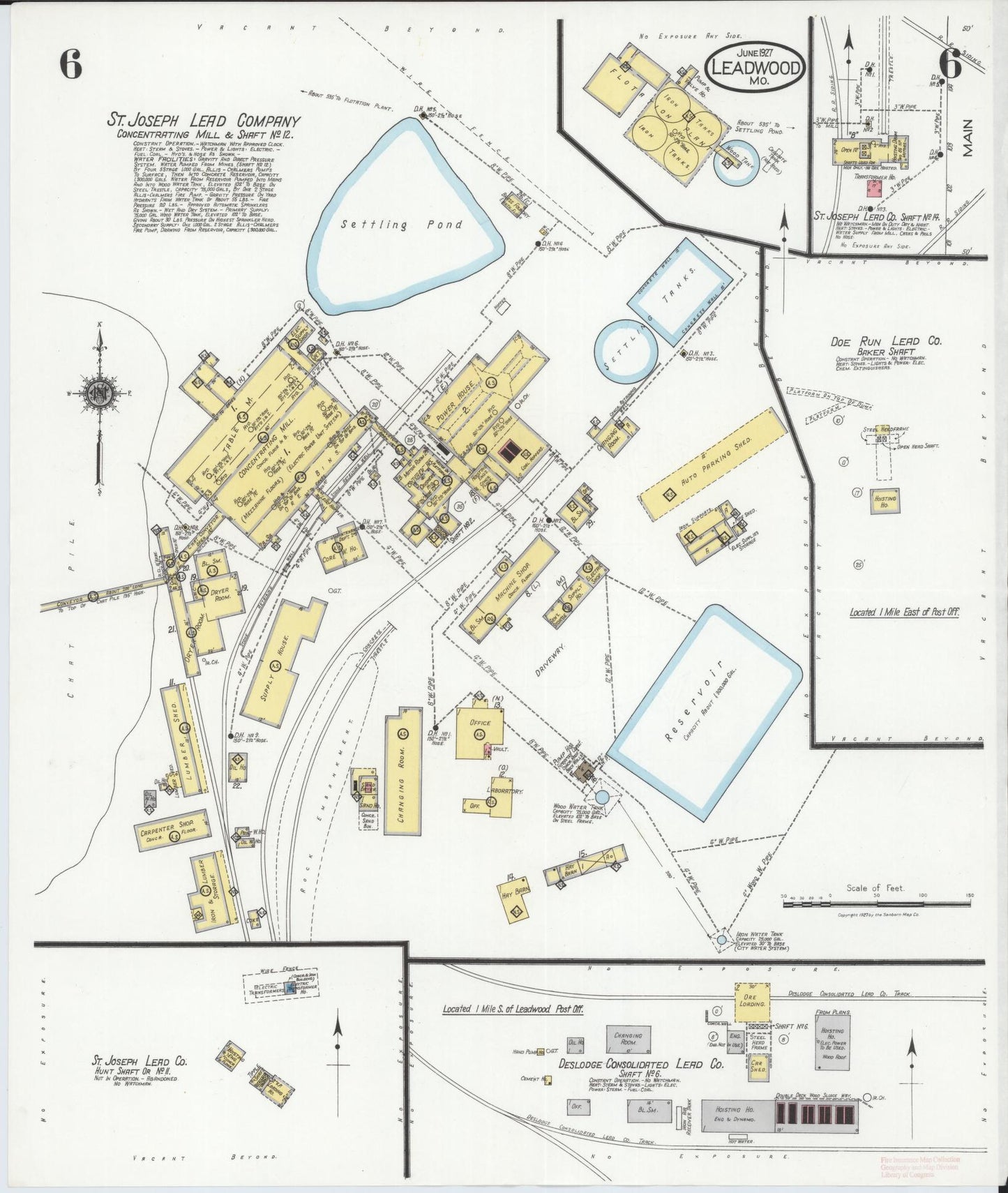 Sanborn Fire Insurance Map from Leadwood, Saint Francois County, Missouri (1927), Sheet #0006 - Historic Sanborn Fire Insurance Map Print, vintage old map wall art, antique decor, genealogy gift, Missouri Missouri map