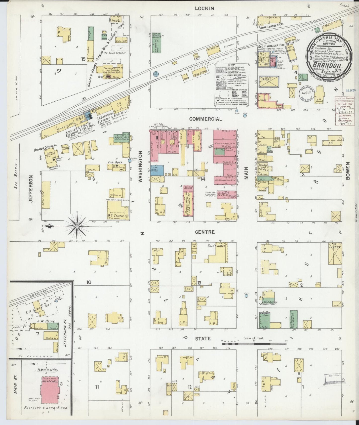 Sanborn Fire Insurance Map from Brandon, Fond du Lac County, Wisconsin (1900), Sheet #0001 - Historic Sanborn Fire Insurance Map Print, vintage old map wall art, antique decor, genealogy gift, Wisconsin Wisconsin map